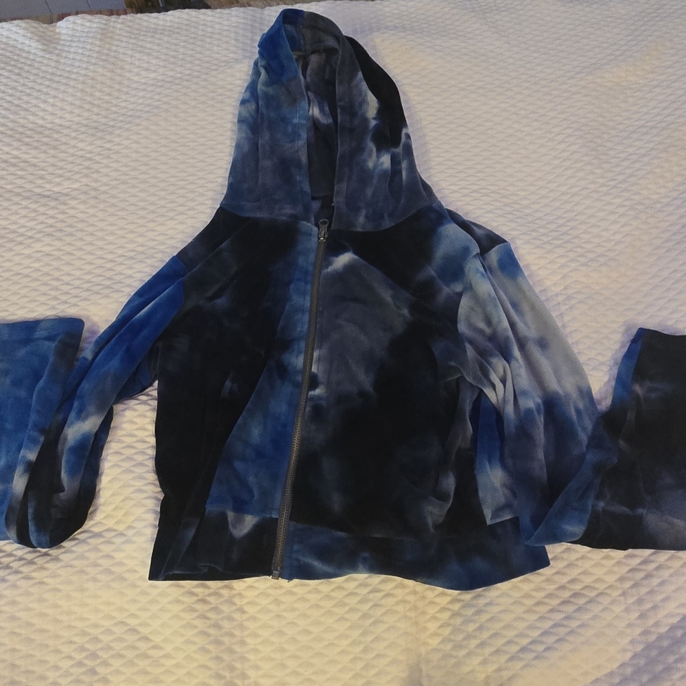 Tye dye blue design cropped jacket